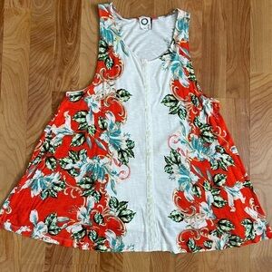 Anthropologie Akemi + Kin Orange Tank Top with Floral Design and Sleeveless Cut